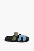 Hermes Blue And Green Suede Chypre Sandal Size 36.5
