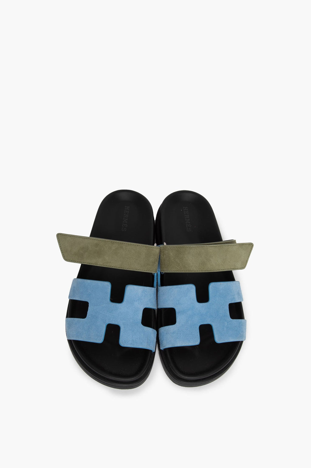 Hermes Blue And Green Suede Chypre Sandal Size 36.5