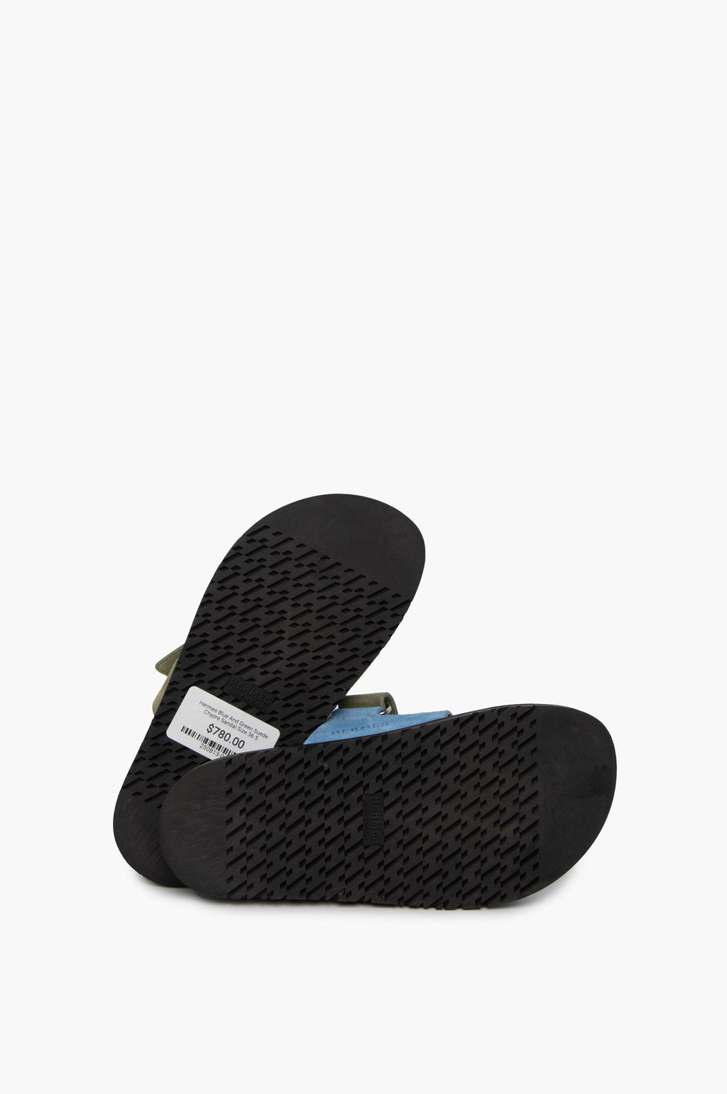 Hermes Blue And Green Suede Chypre Sandal Size 36.5