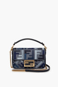 Fendi Blue FF Embroidery Baguette Mini Bag
