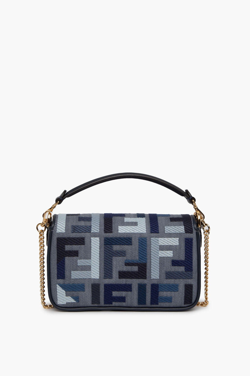 Fendi Blue FF Embroidery Baguette Mini Bag