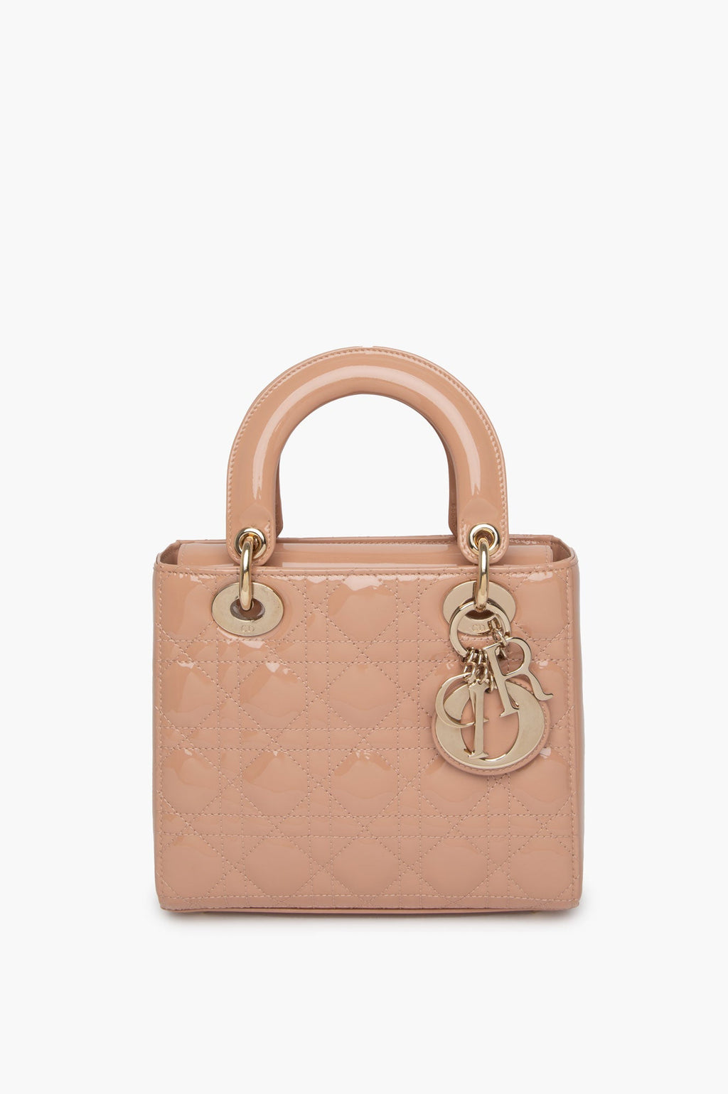 Christian Dior Beige Lady Dior Patent Small Bag
