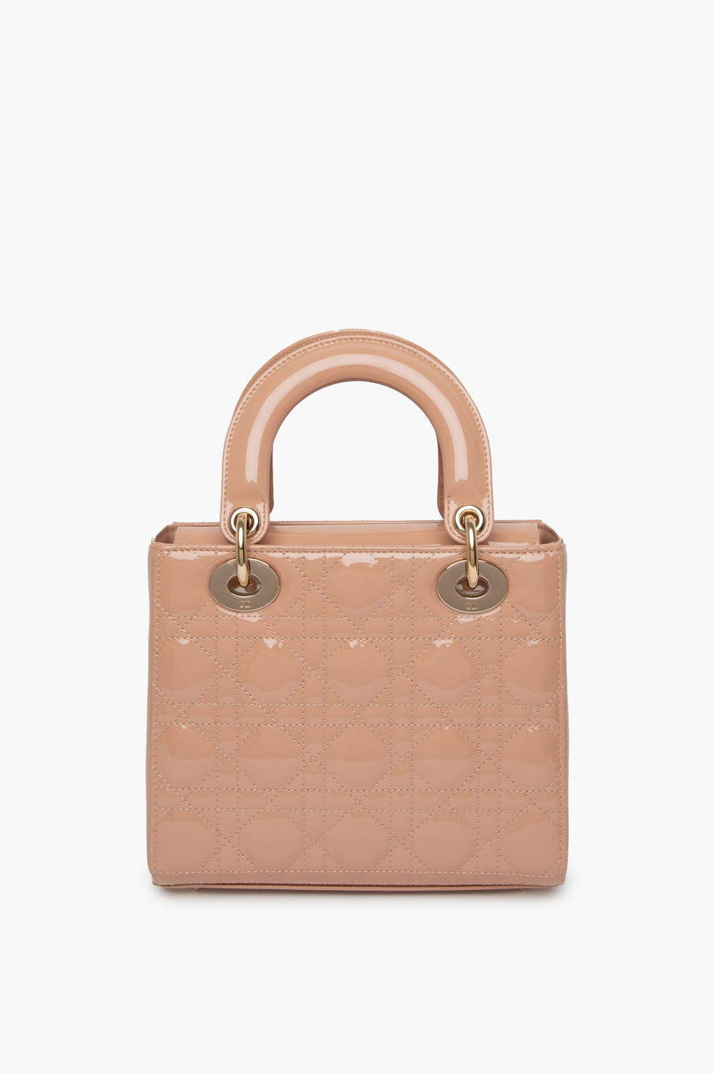 Christian Dior Beige Lady Dior Patent Small Bag