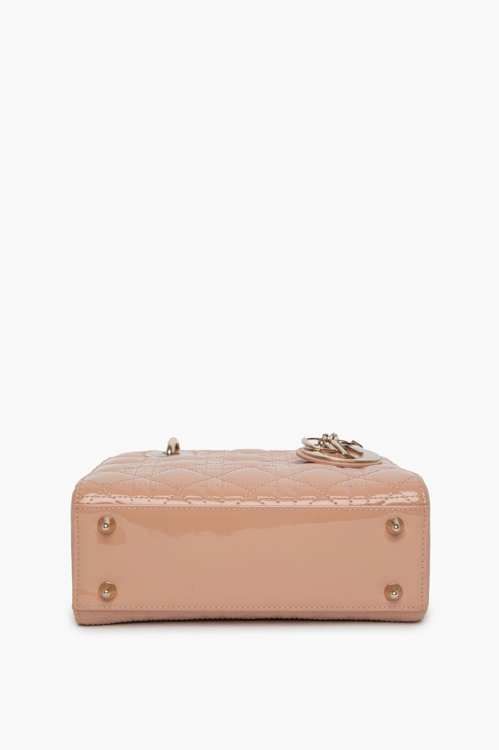 Christian Dior Beige Lady Dior Patent Small Bag
