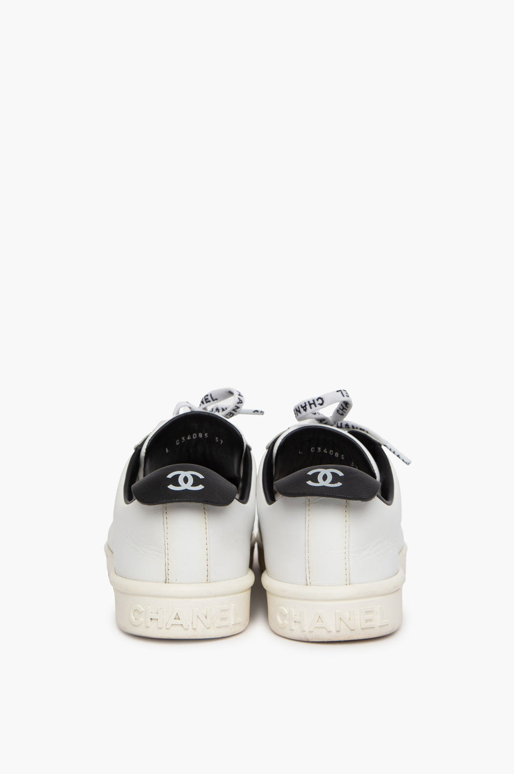 Chanel White Lace Up Weekend Sneaker Size 37