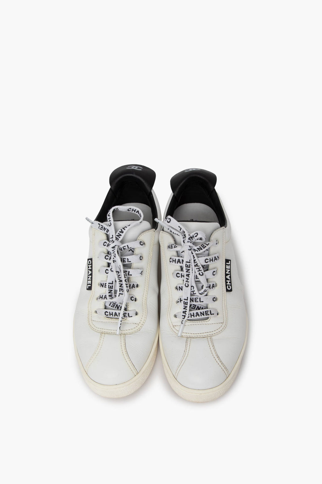Chanel White Lace Up Weekend Sneaker Size 37