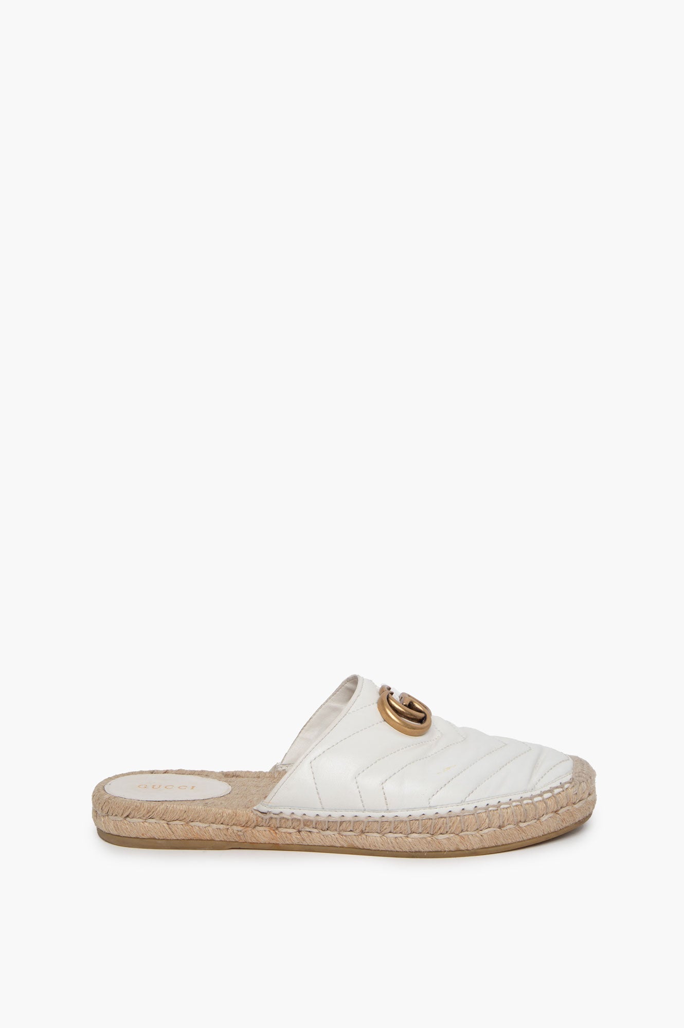 Gucci White Leather Mule Loafer Size 38