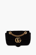 Gucci Black GG Marmont Mini Velvet Bag