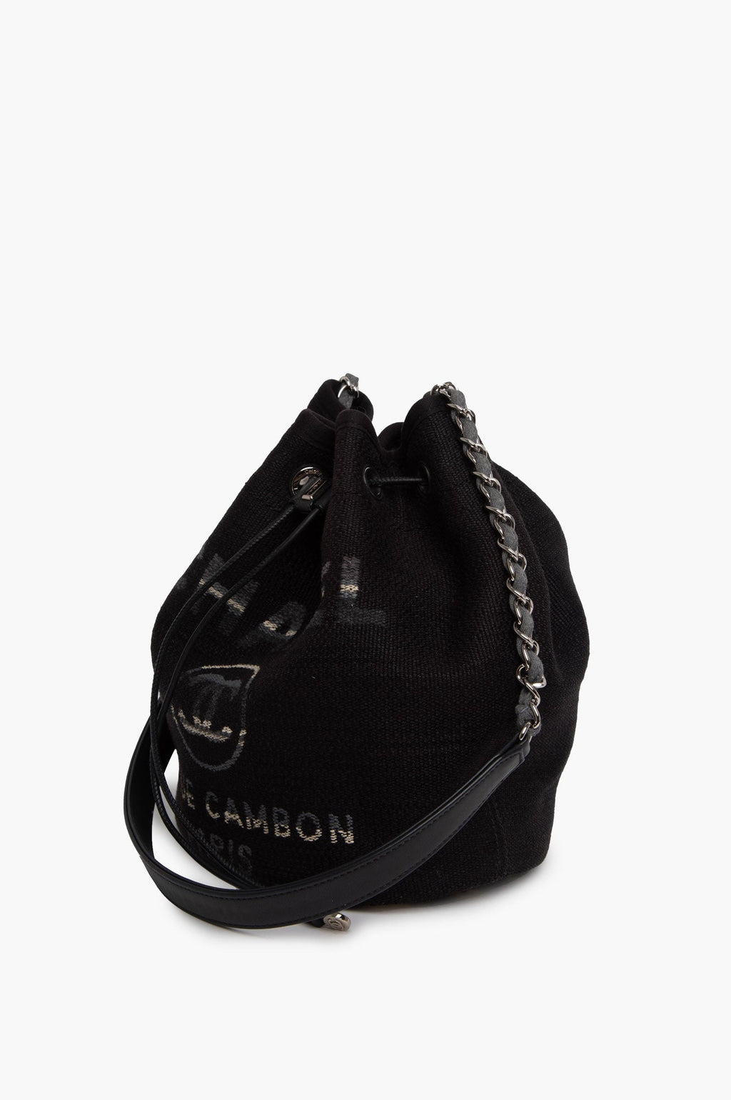 Chanel Black CC Deauville Drawstring Bucket Bag