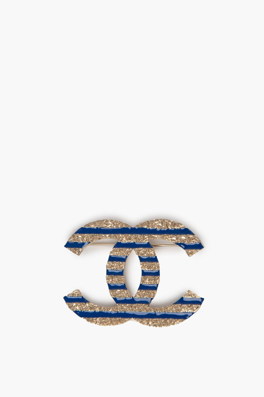 Chanel Blue Large La Pausa CC Logo Blue Brooch