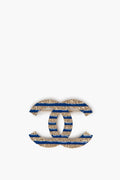 Chanel Blue Large La Pausa CC Logo Blue Brooch