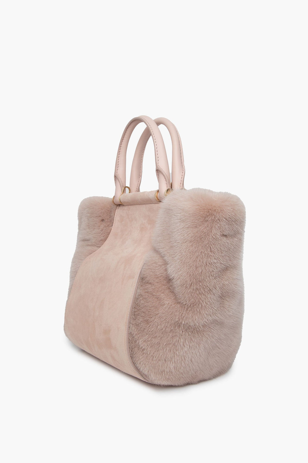 Max Mara Peach Pink Fur Tote Bag With Strap