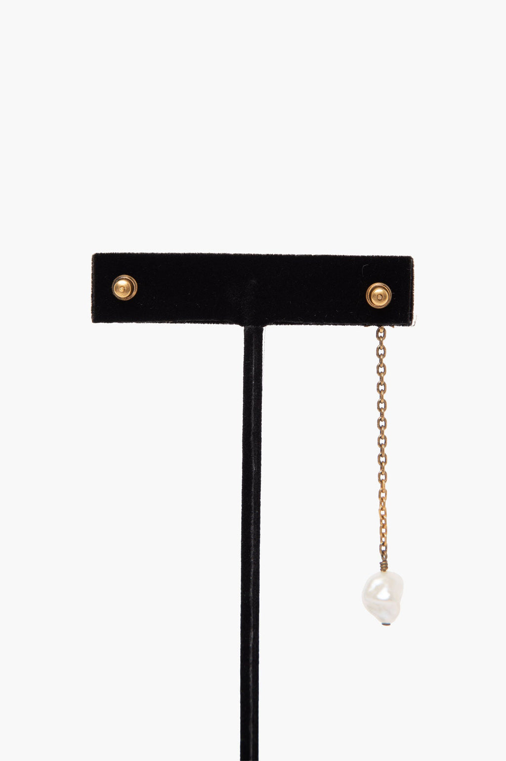 Christian Dior Gold Tone Pearl Chain Dangle & Bee Stud Earrings