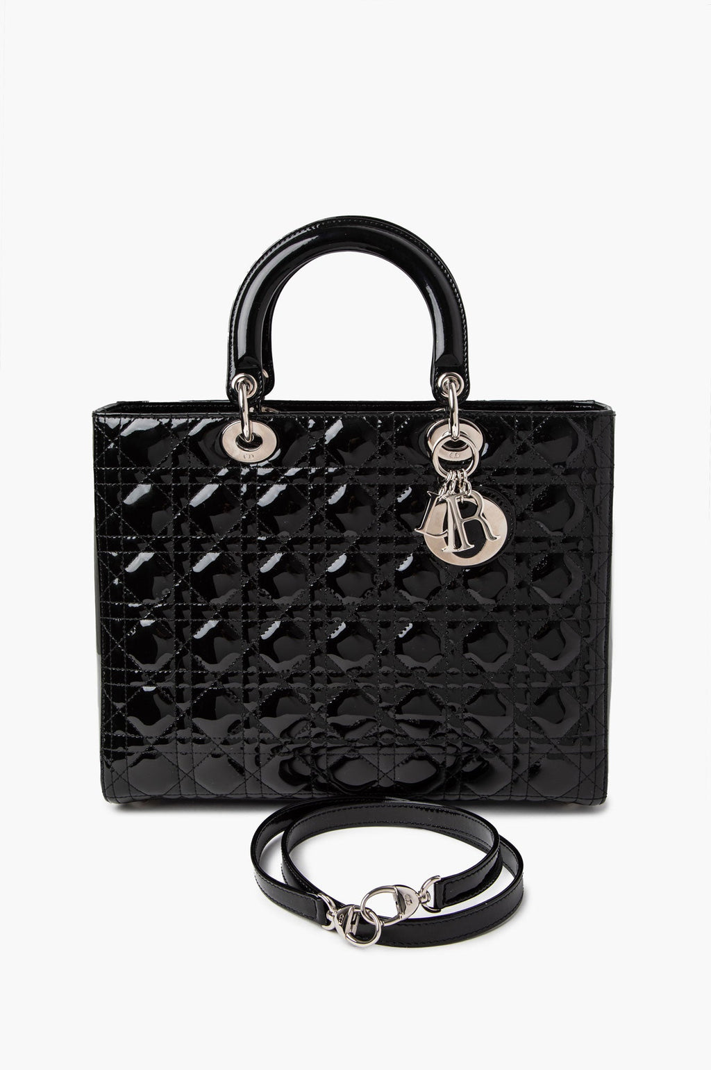 Christian Dior Large Black Patent Lady Dior