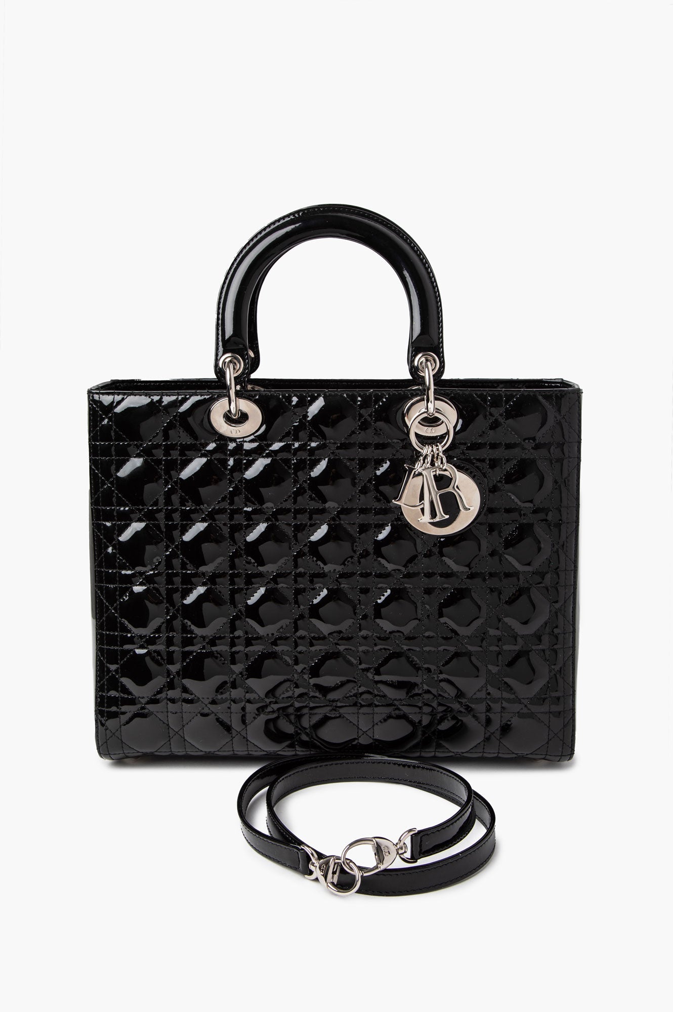 Christian Dior Large Black Patent Lady Dior