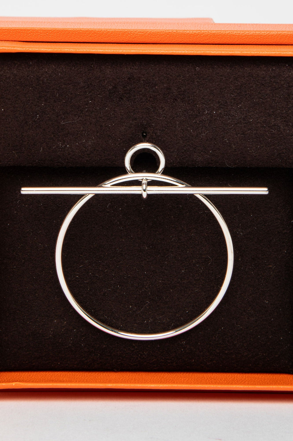 Hermes Silver Loop Earrings, Medium Model