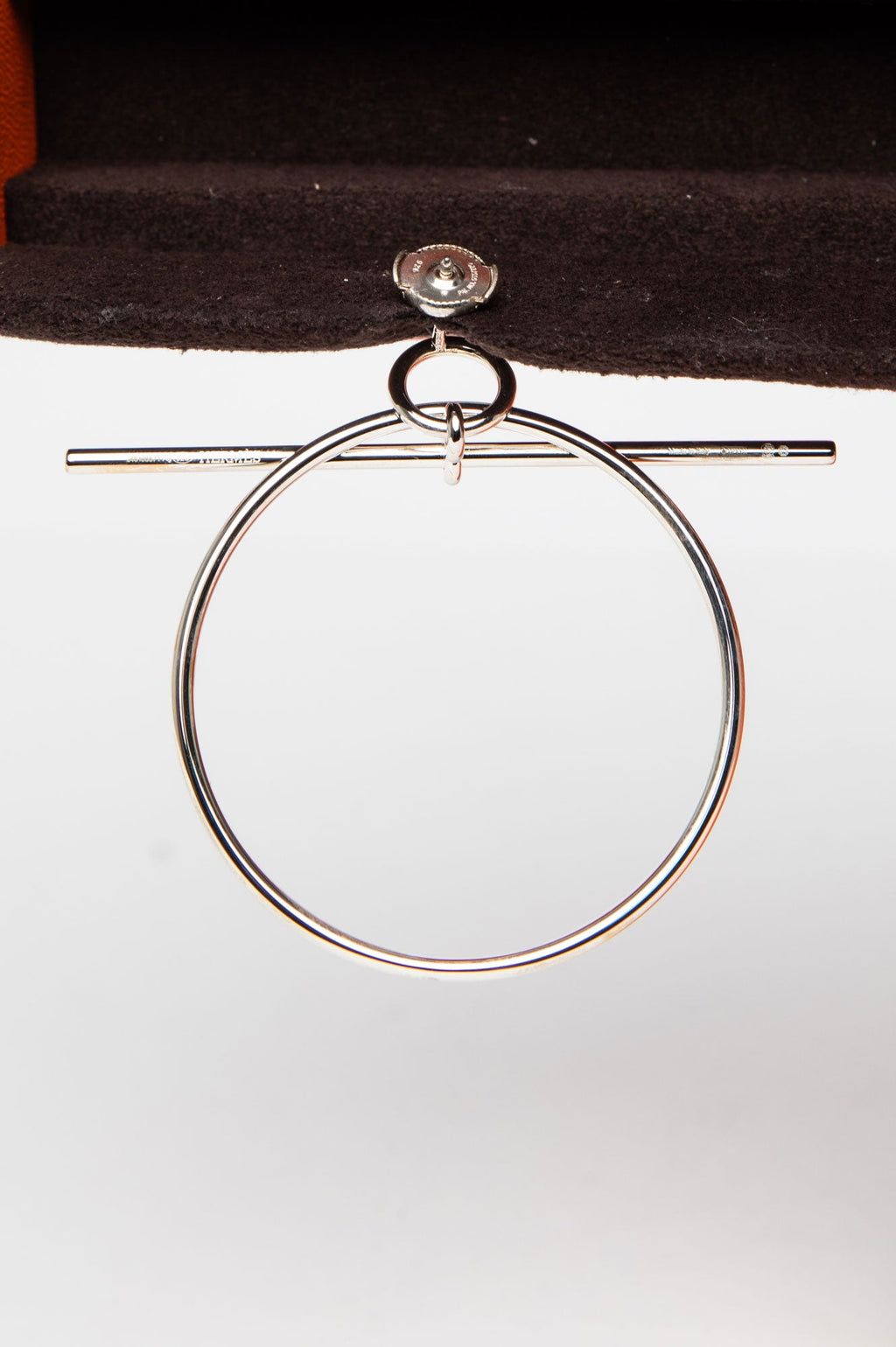 Hermes Silver Loop Earrings, Medium Model