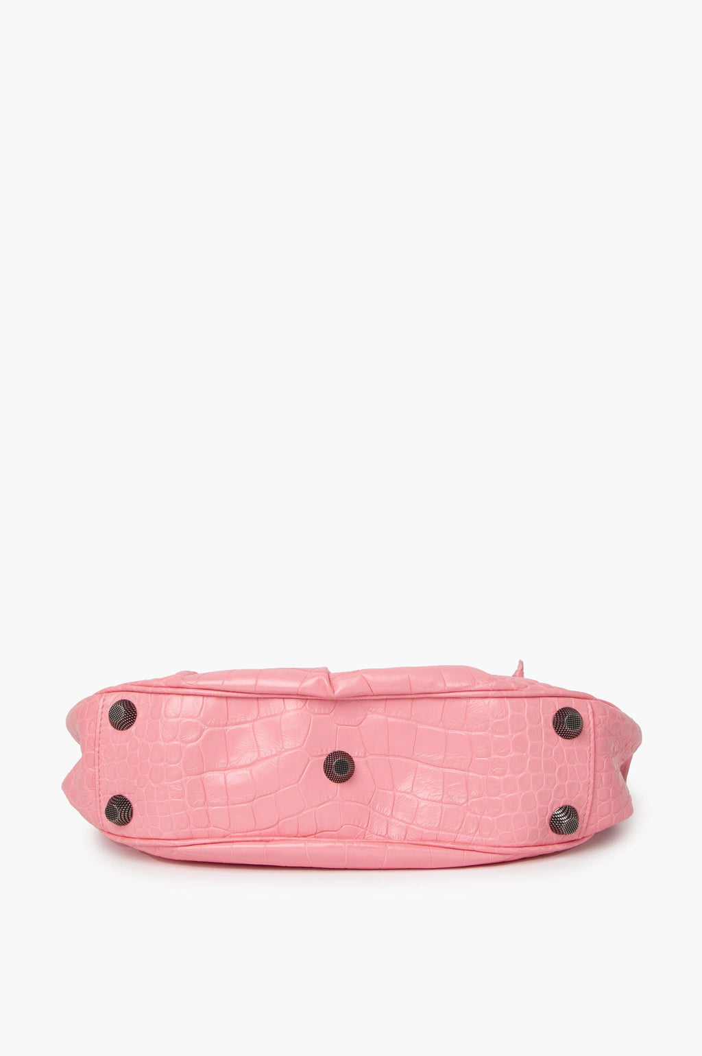 Balenciaga Le Cagole Small Pink Crocodile Embolished City Bag