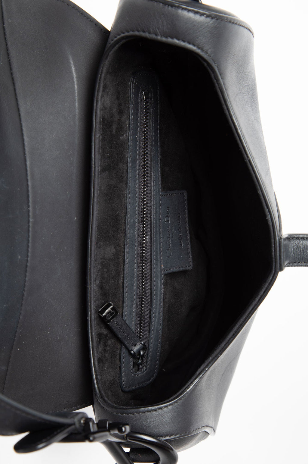 Christian Dior Black Matte Medium Saddle Bag