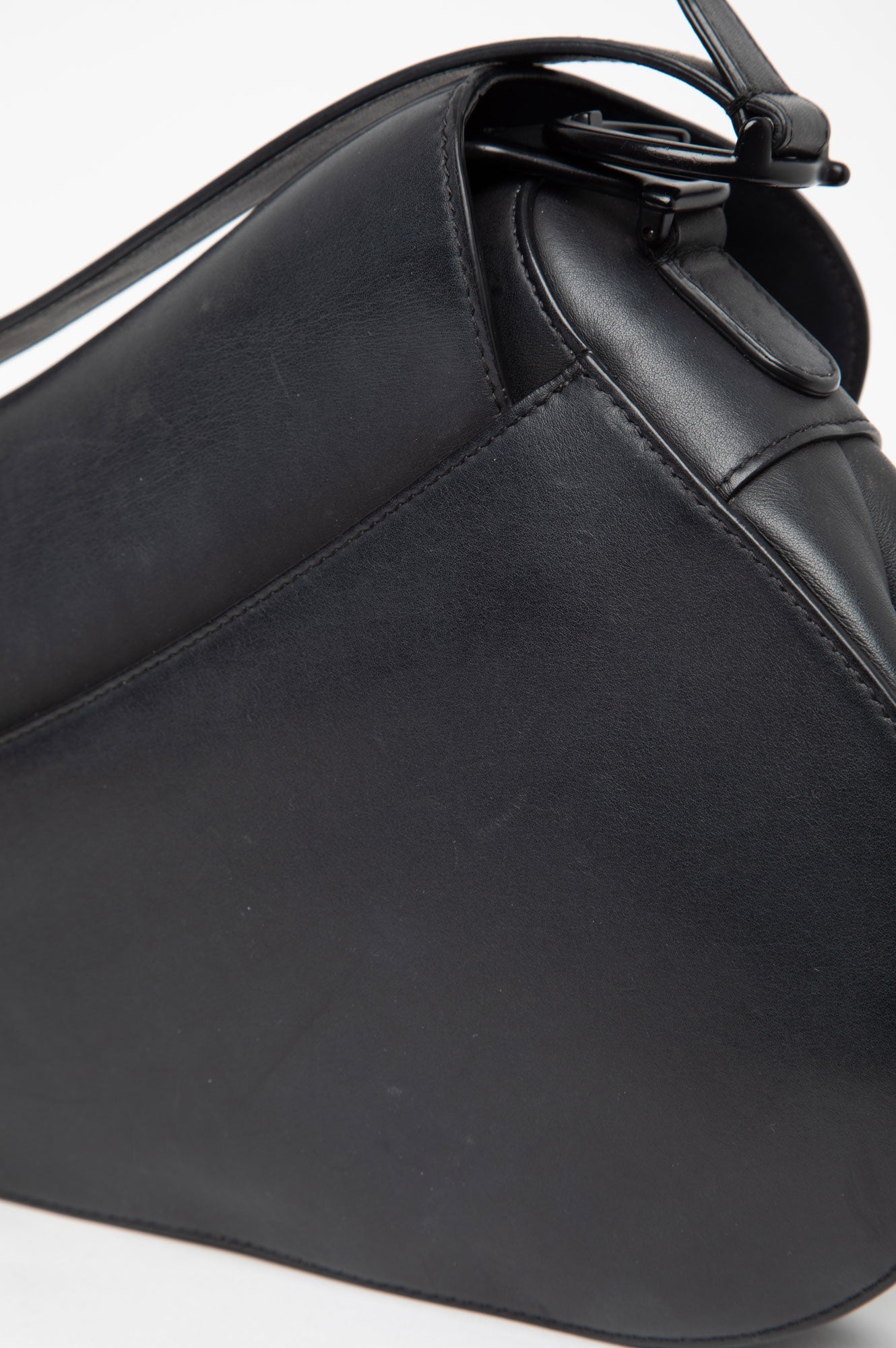 Christian Dior Black Matte Medium Saddle Bag