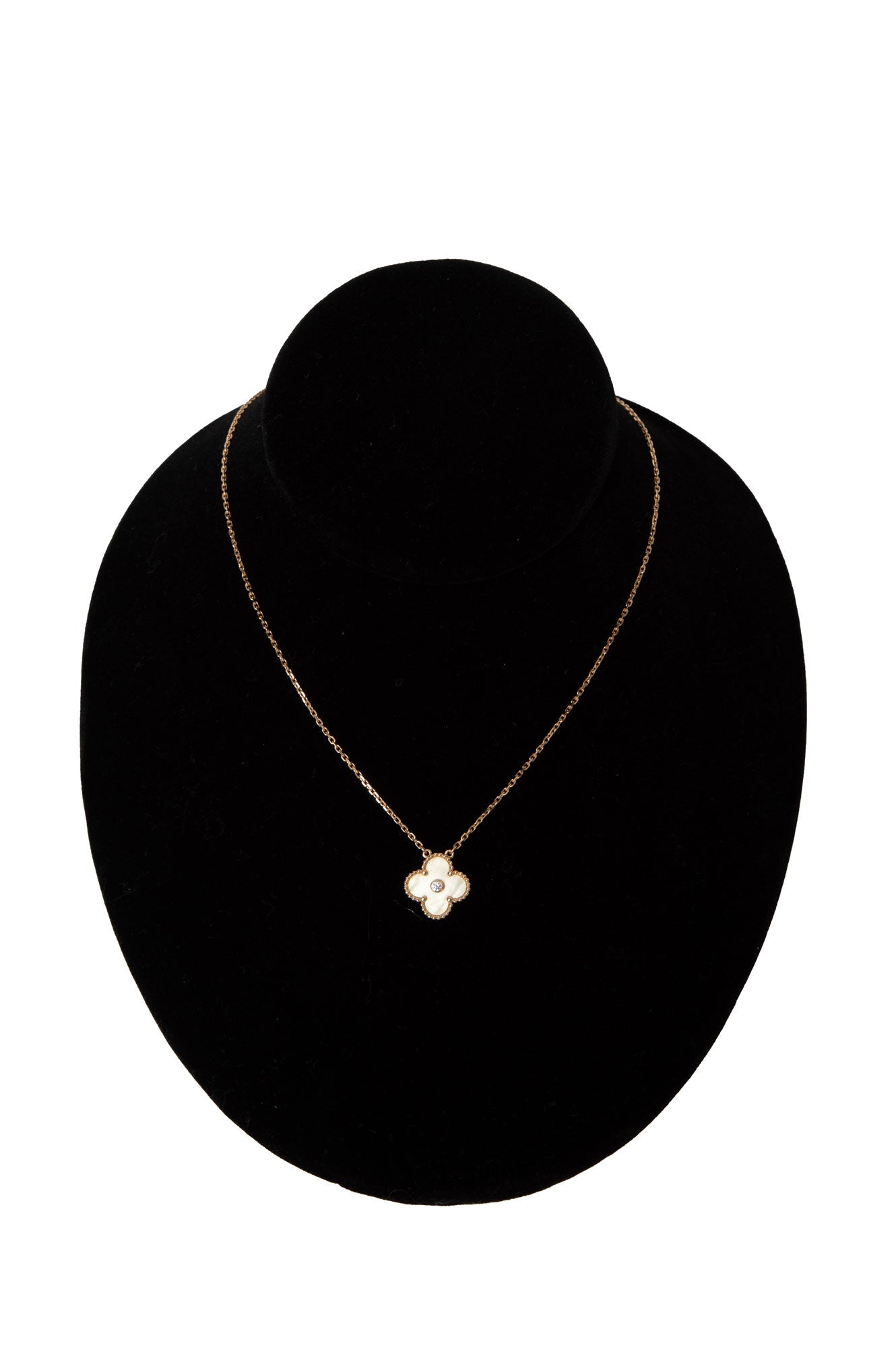 Van Cleef & Arpels Gold With White Pearl and Diamond Necklace