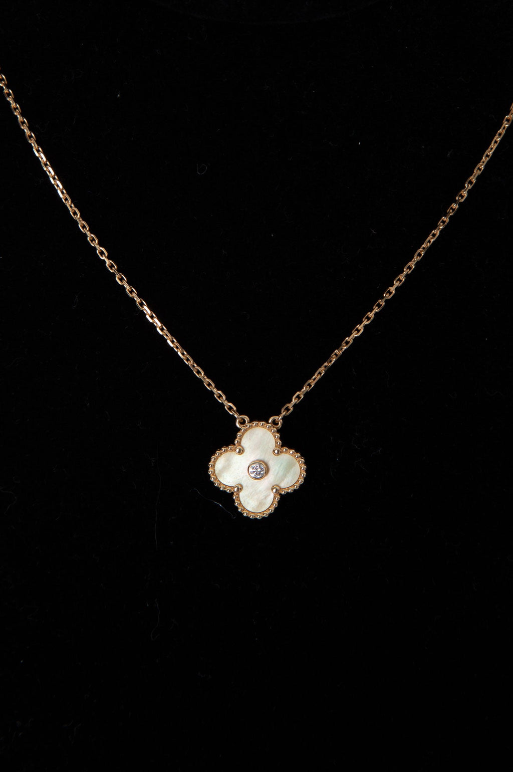 Van Cleef & Arpels Gold With White Pearl and Diamond Necklace