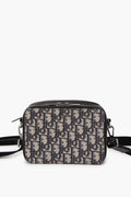 Christian Dior Blue Oblique Double Zip Messenger Bag