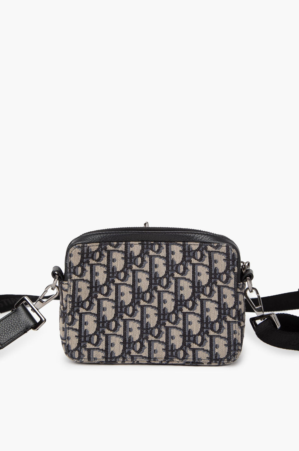 Christian Dior Blue Oblique Double Zip Messenger Bag