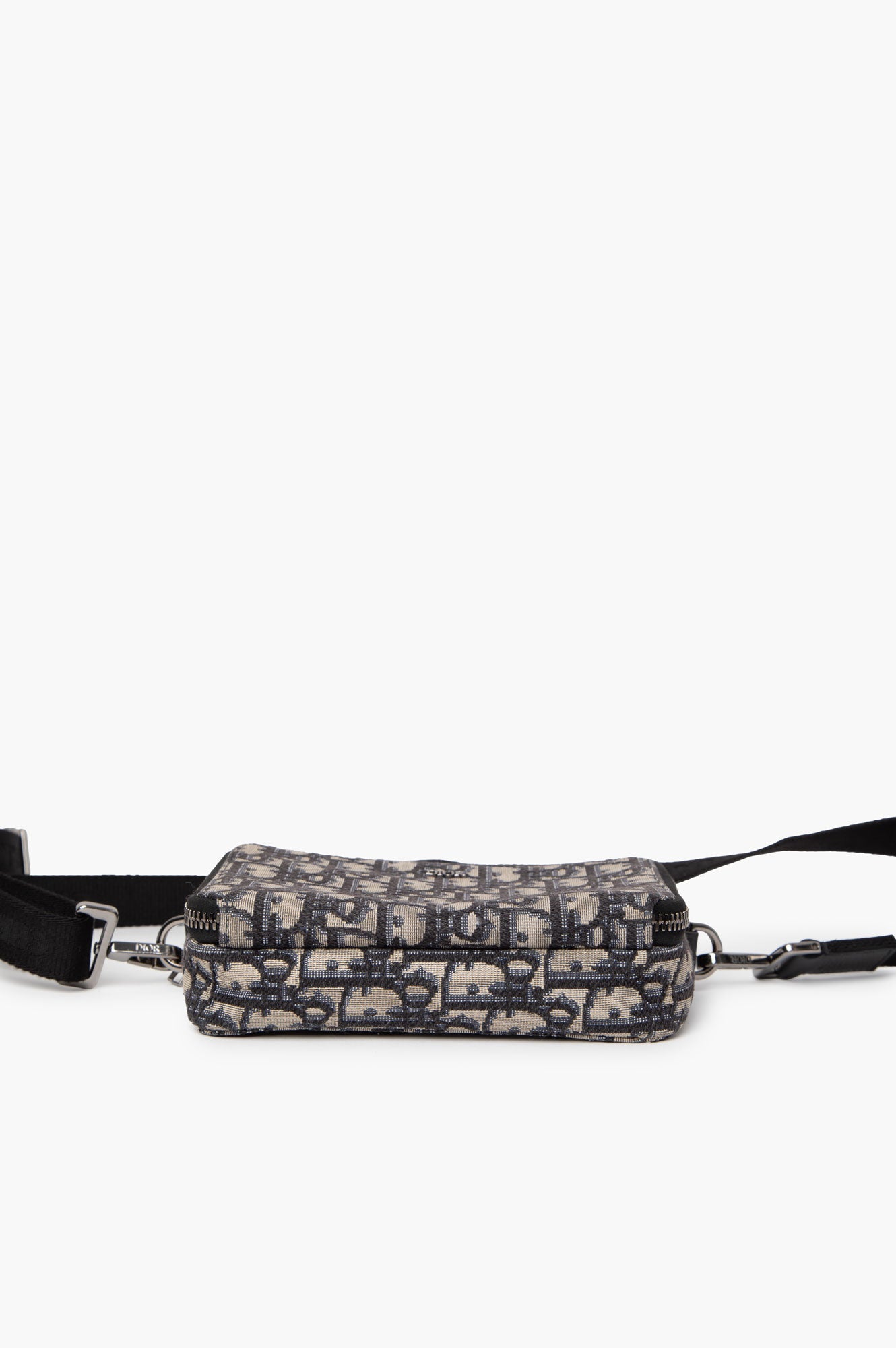Christian Dior Blue Oblique Double Zip Messenger Bag