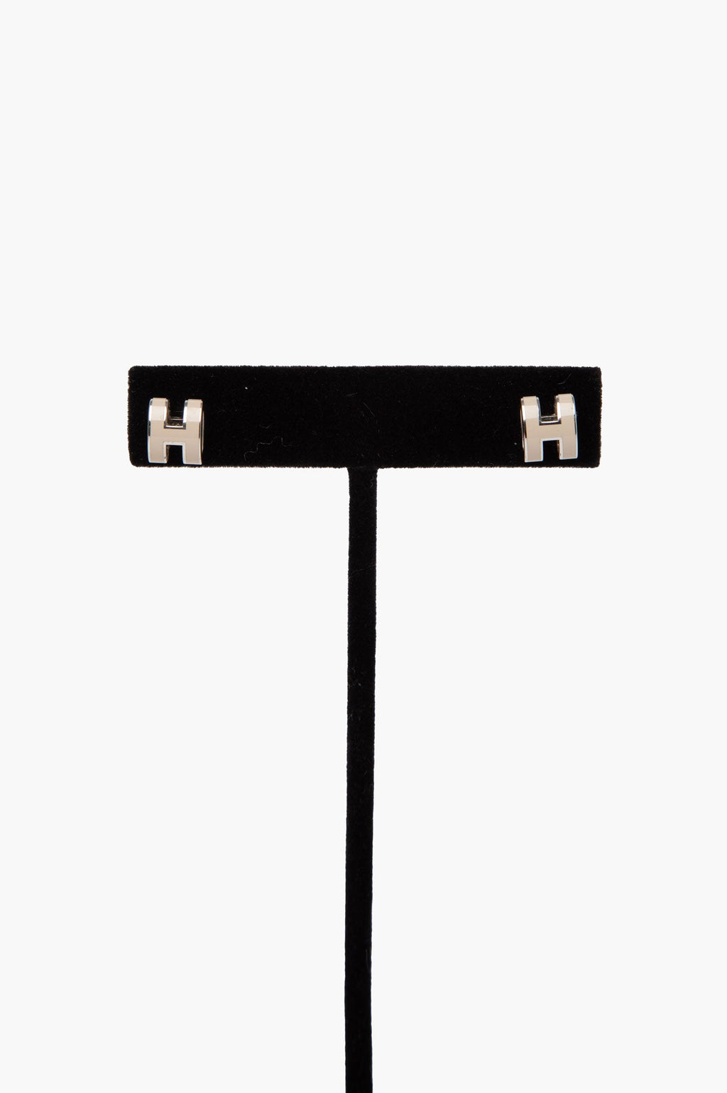Hermes Silver and Grey Mini Pop H Earrings
