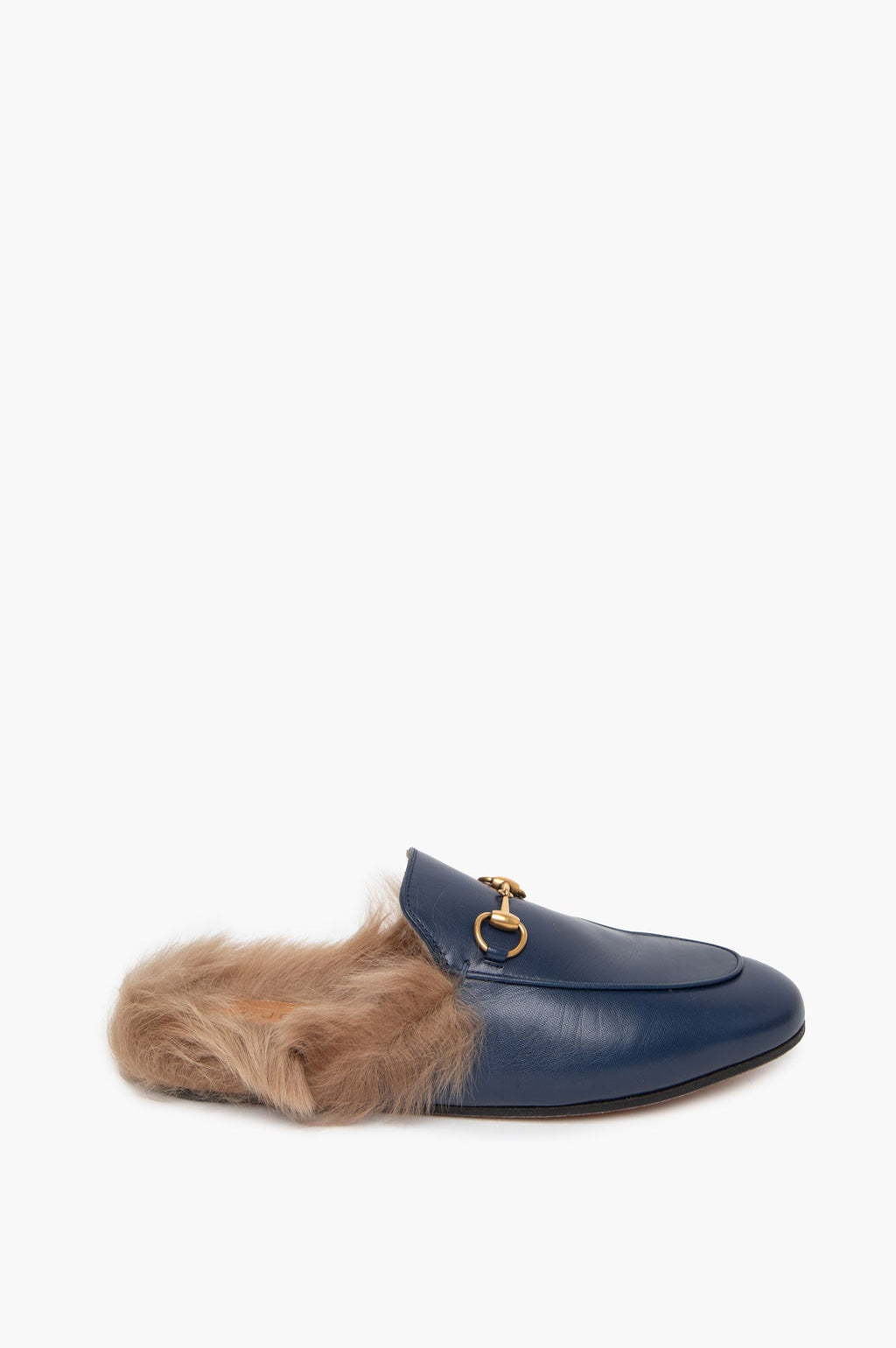Gucci Princetown Fur Mules Blue Size 37
