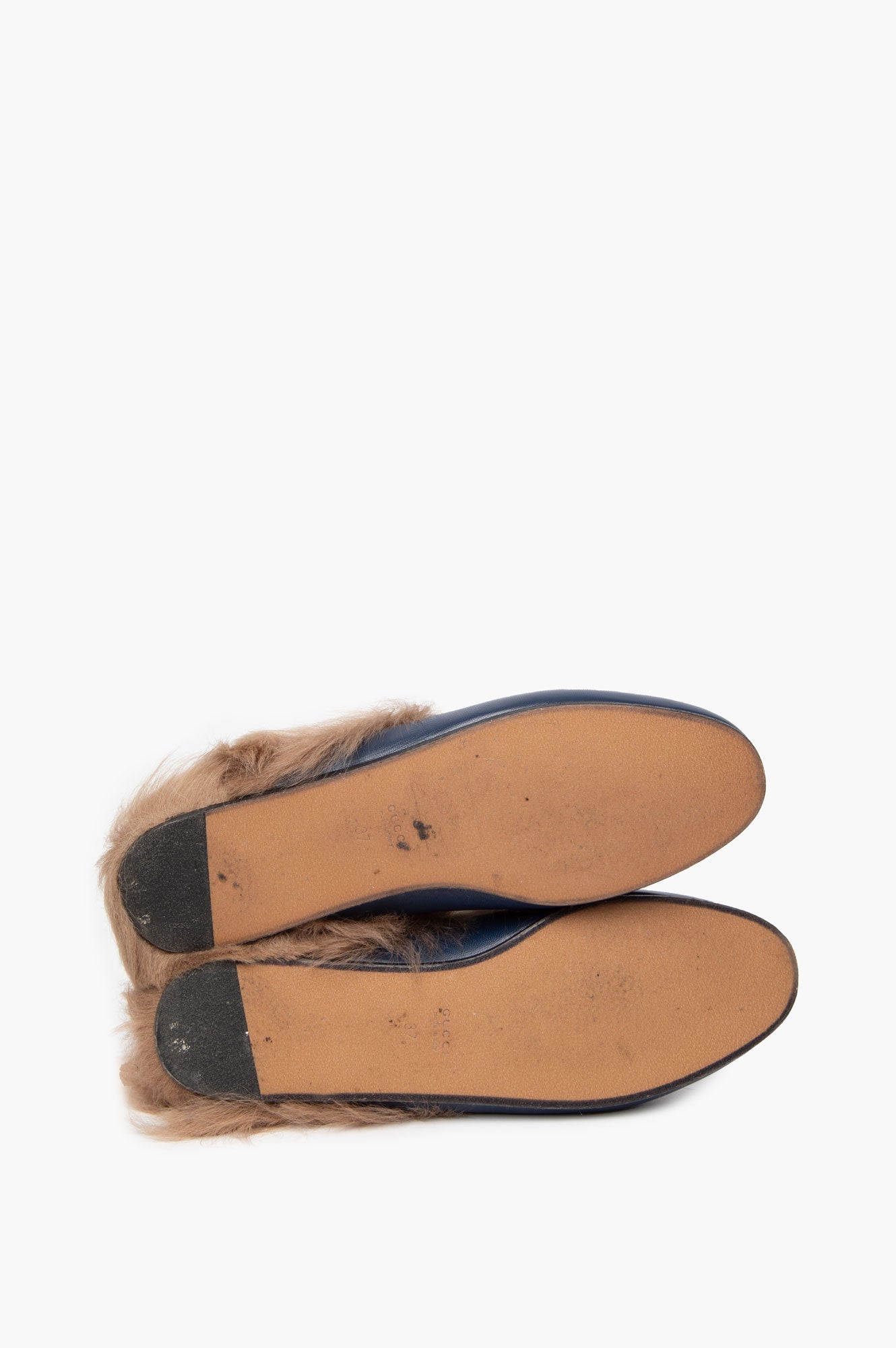 Gucci Princetown Fur Mules Blue Size 37
