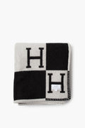Hermes Black/White Avalon H Throw Blanket