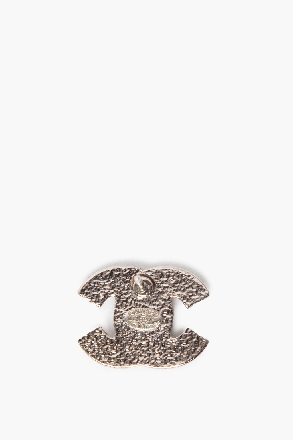 Chanel A/W12 Silvertone Crystal CC Logo Stud Earrings