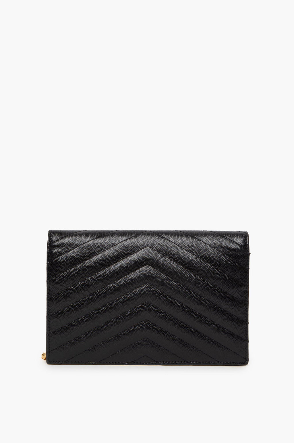 Saint Laurent Black Leather Classic Wallet On Chain