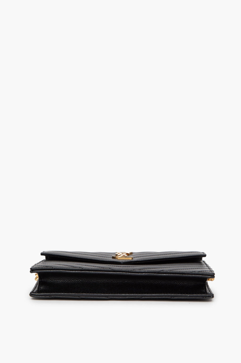 Saint Laurent Black Leather Classic Wallet On Chain