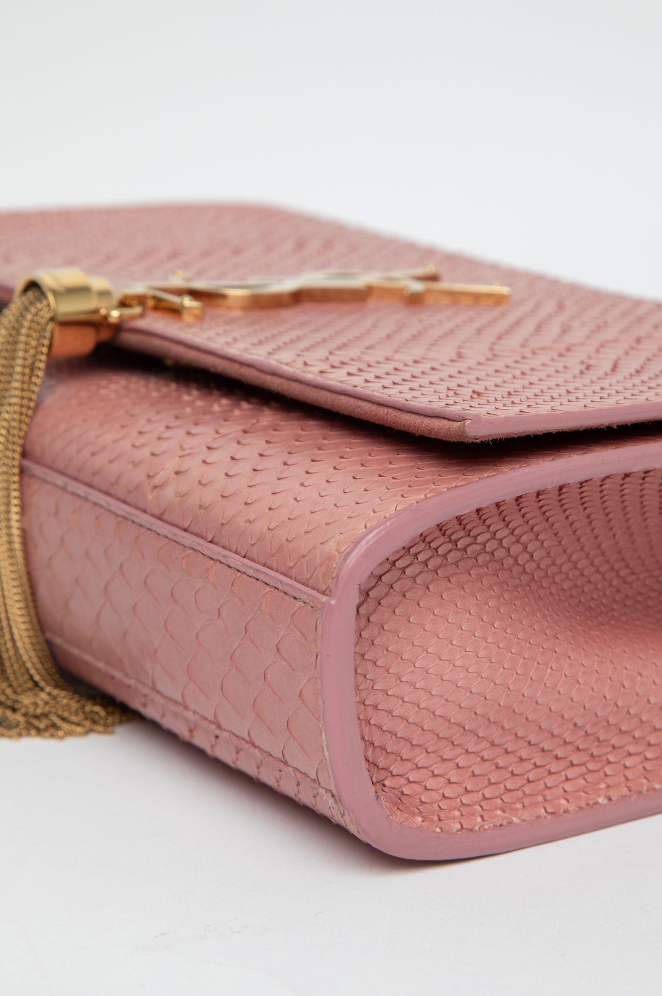 Saint Laurent Medium Rose Pink Python Kate Tassel Crossbody Bag