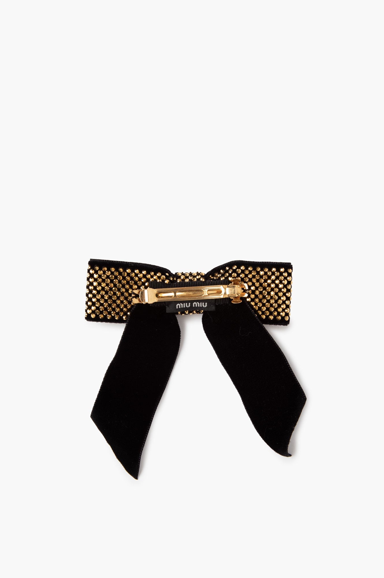 Miu Miu Black Crystal Embellished Hair Clip