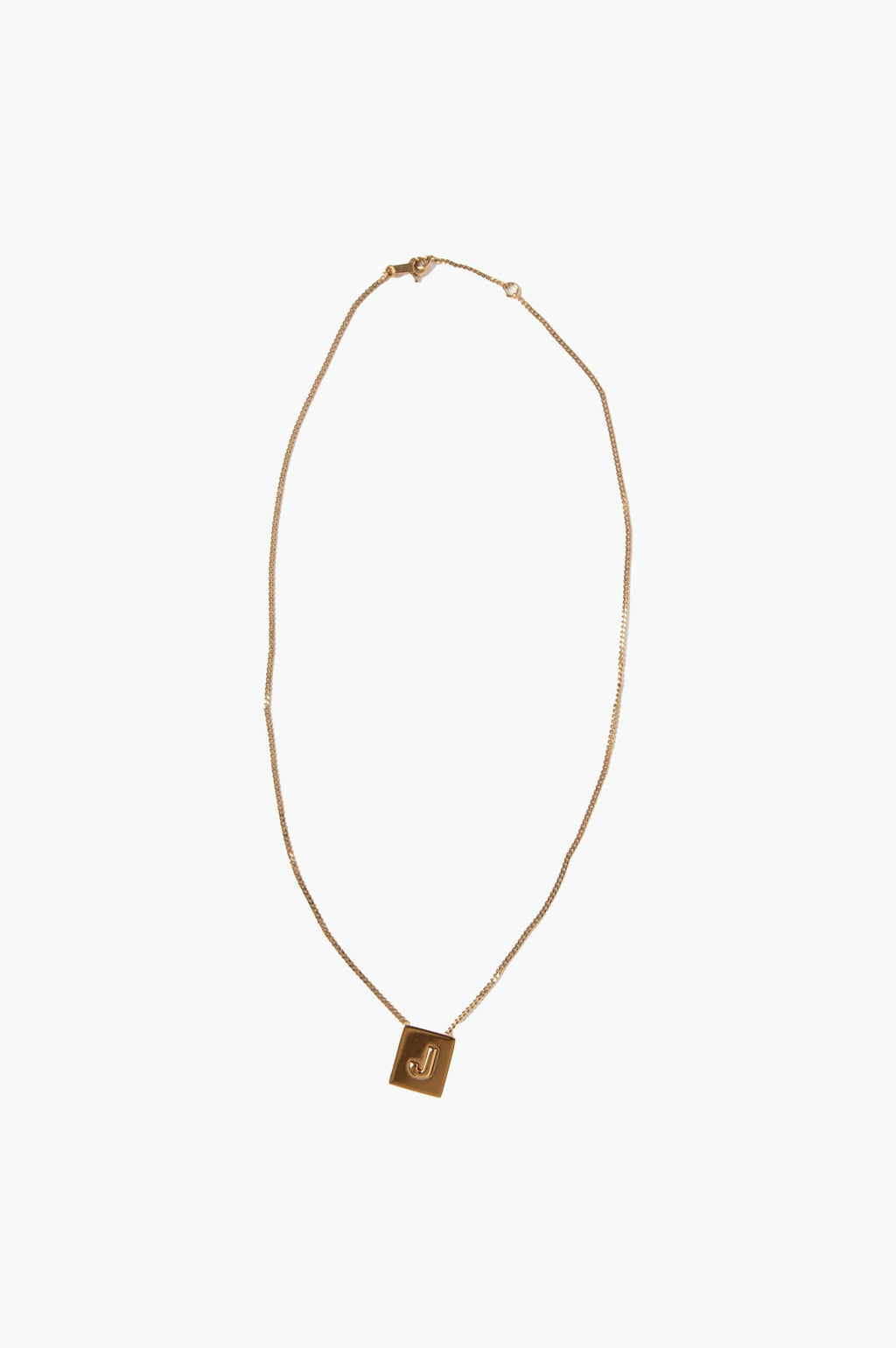 Celine Alphabet J Necklace in Brass with Gold finish