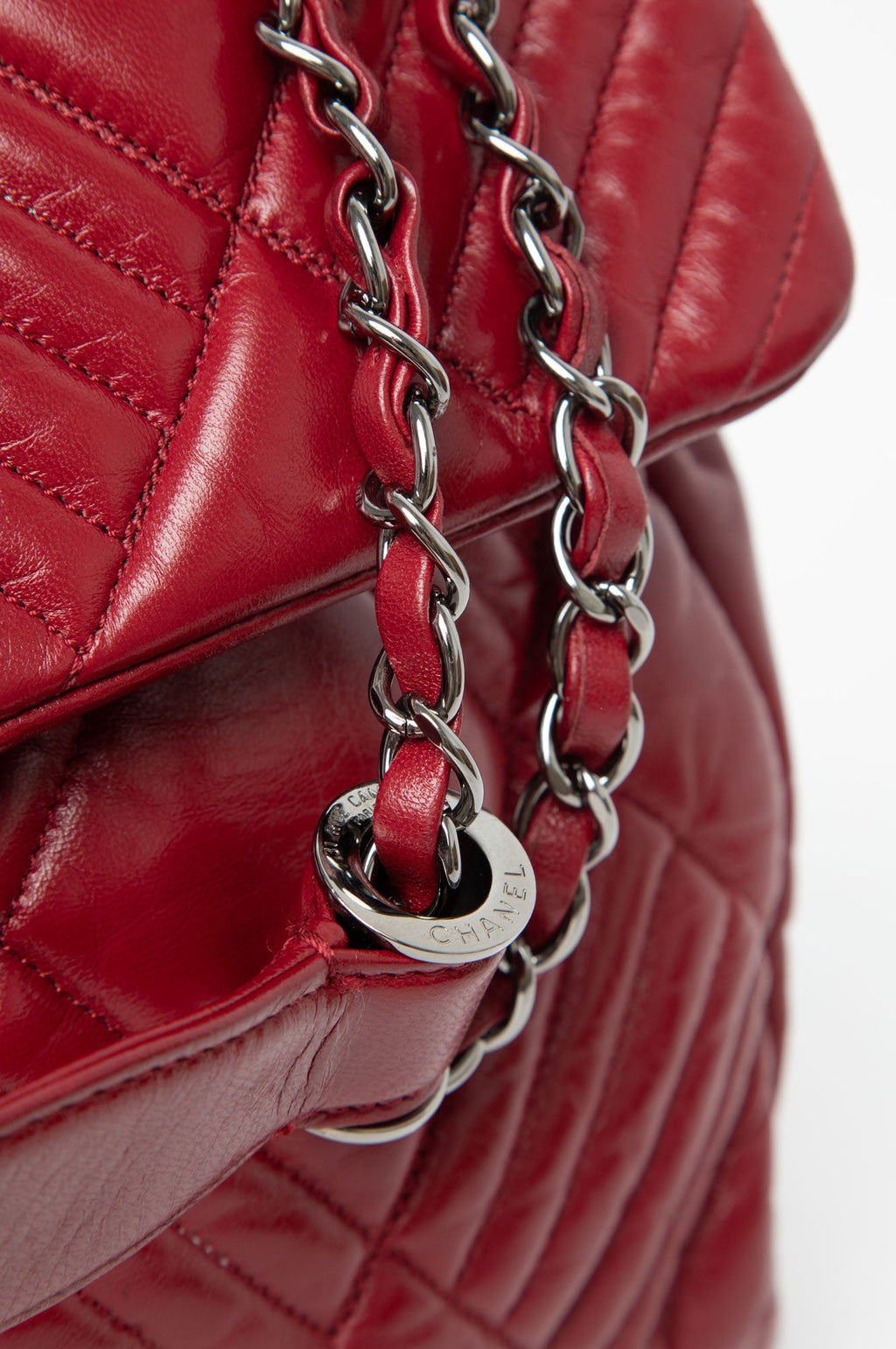 Chanel Lambskin In And Out Maxi Flap Red Shoulder Bag