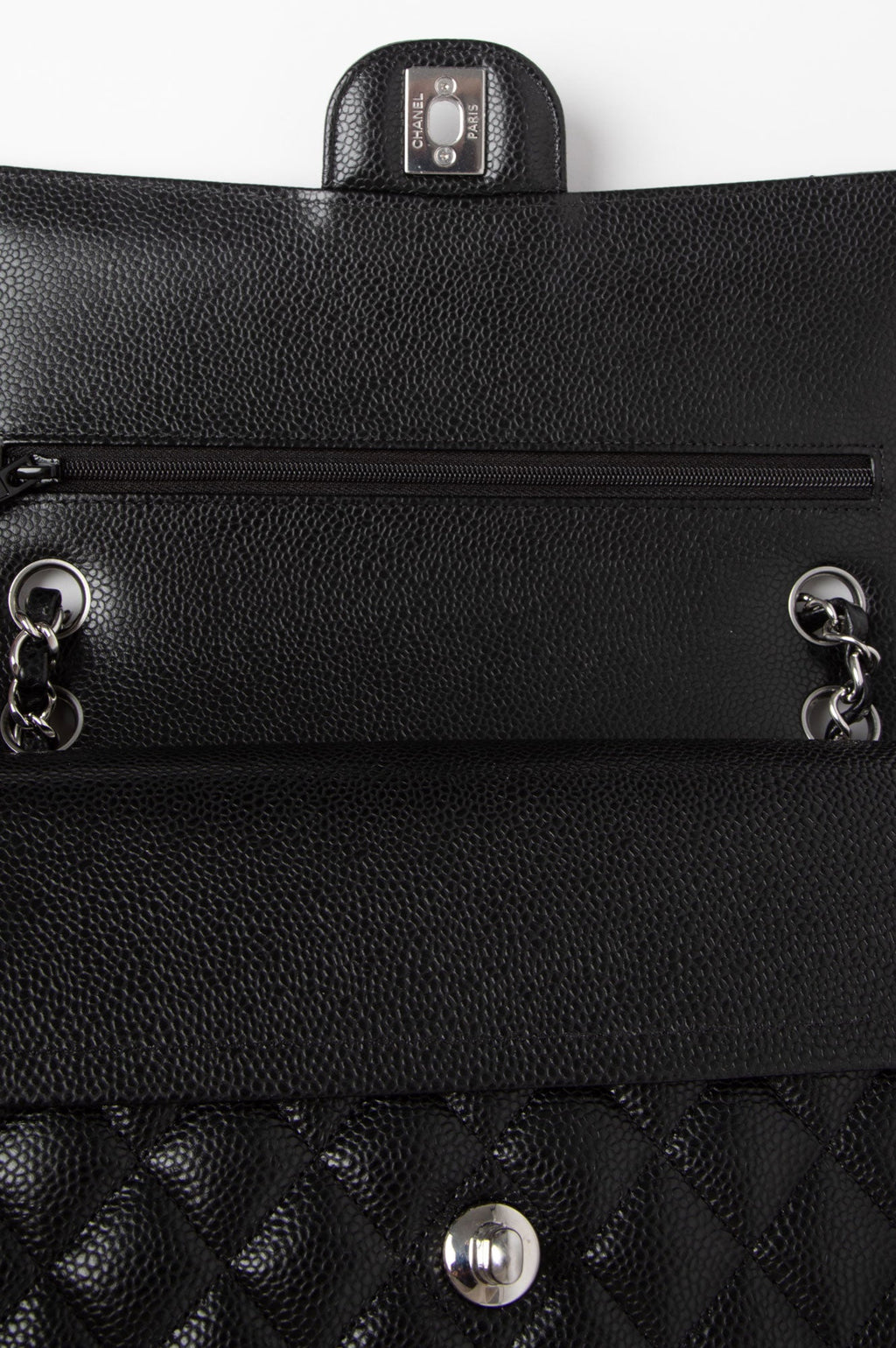 Chanel 2022 Black Caviar Classic Double Flap SHW