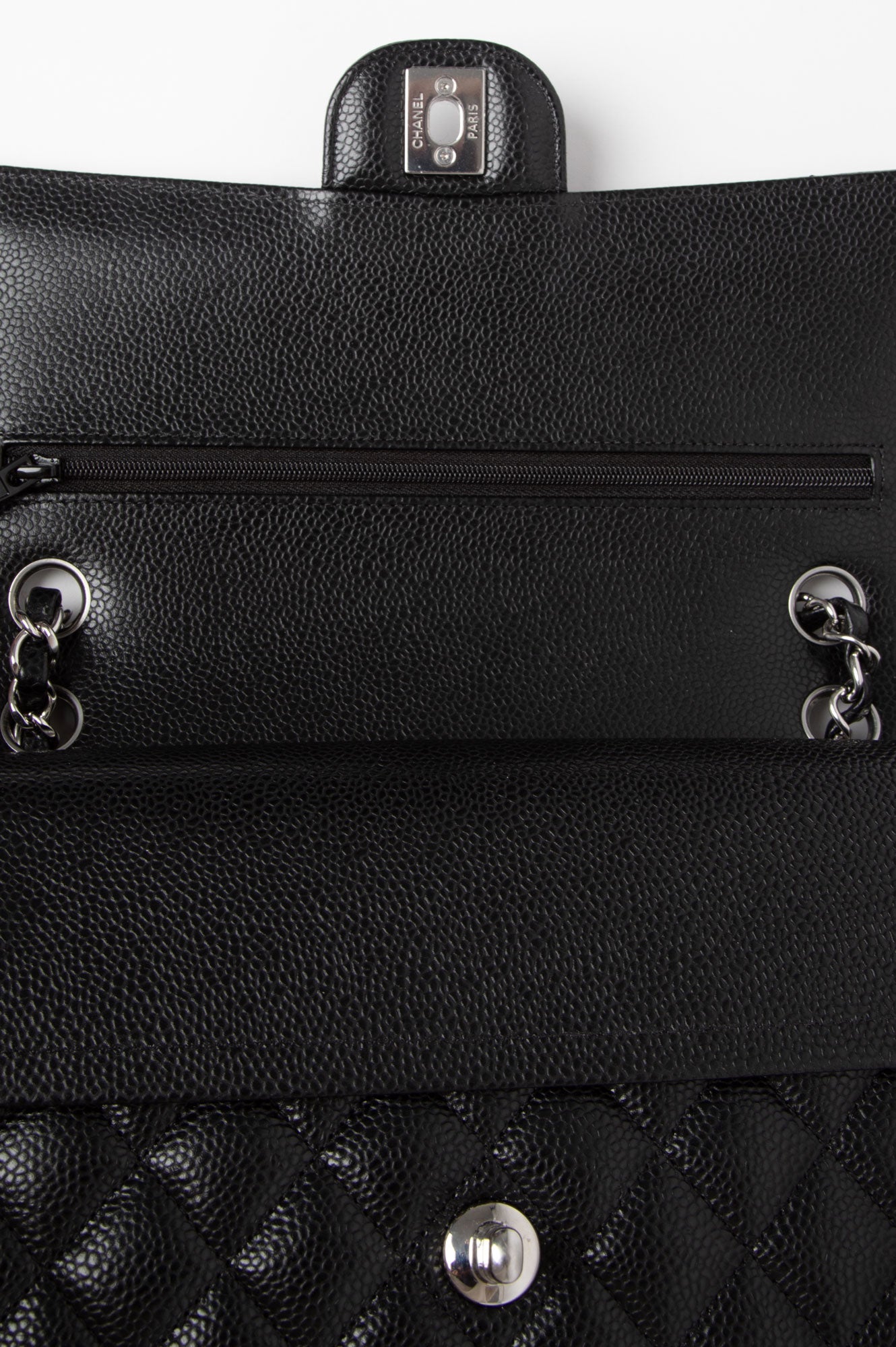 Chanel 2022 Black Caviar Classic Double Flap SHW