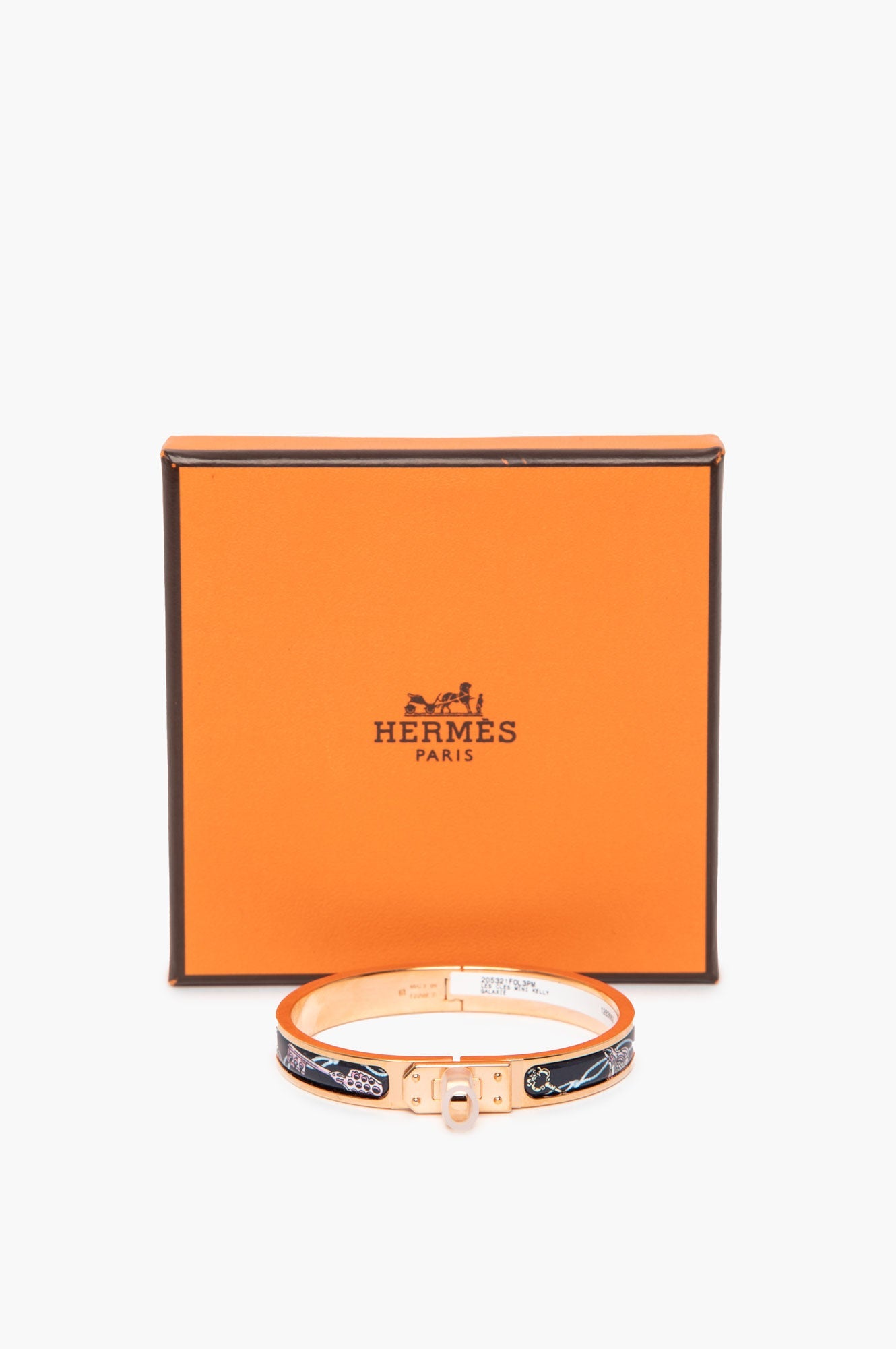 Hermès "Les Cles" Printed Rose Gold Mini Clic Kelly Bracelet