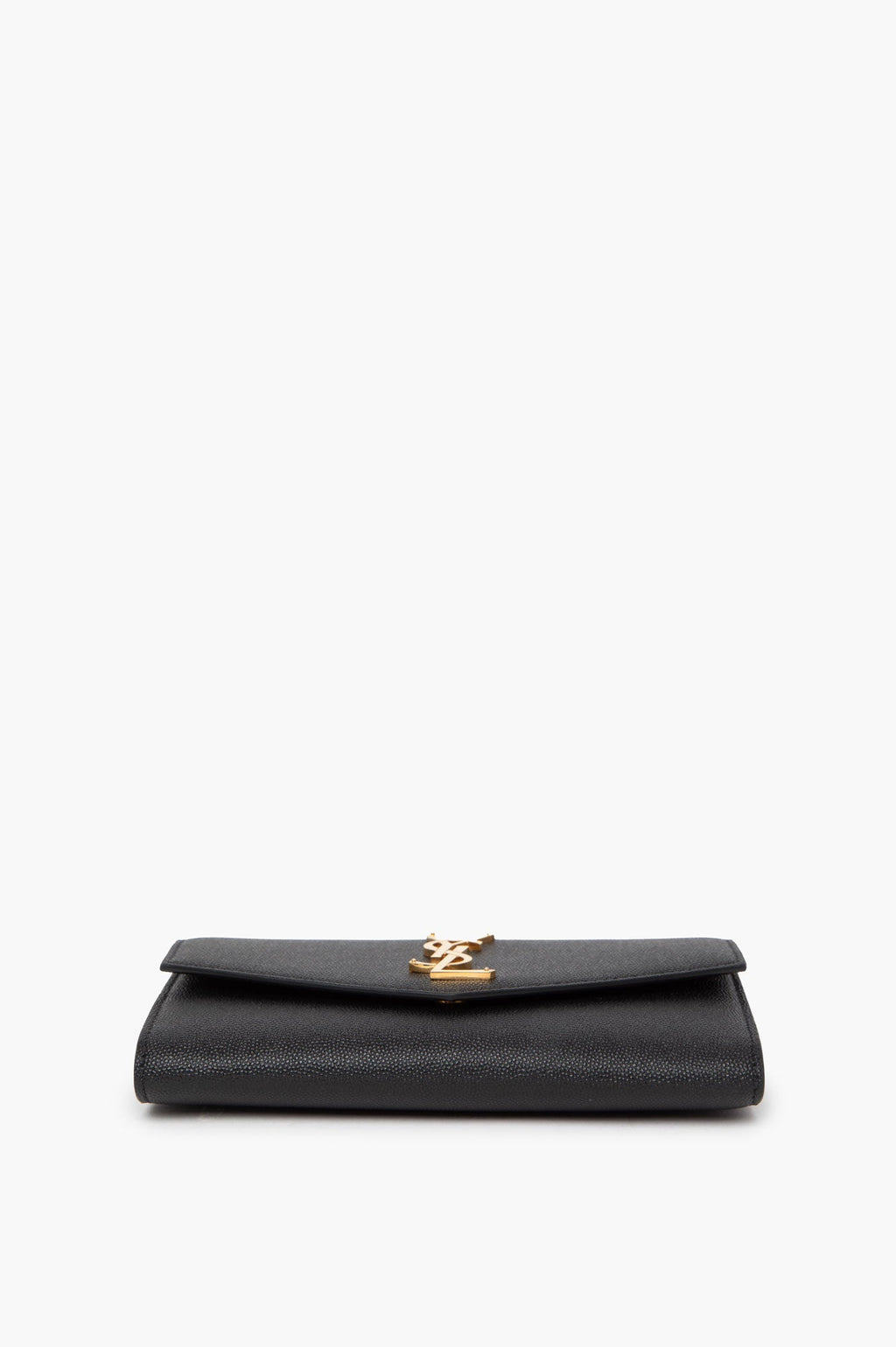 Saint Laurent uptown chain wallet in grain de poudre embossed leather