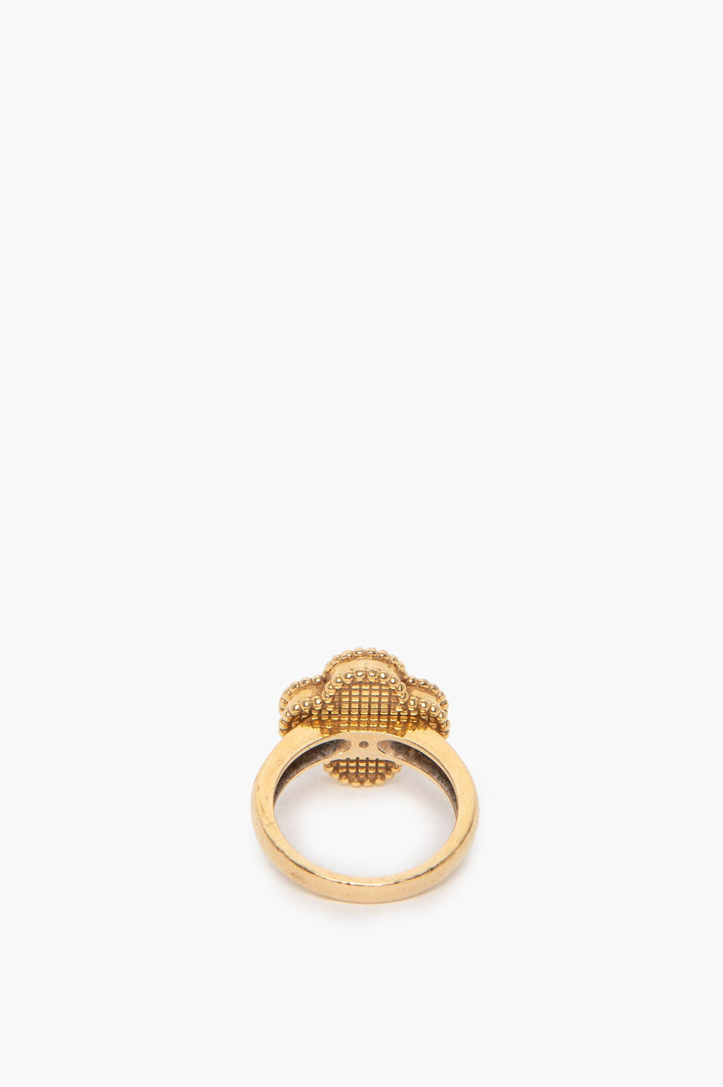 Van Cleef & Arpels 18k Gold Carnelian & Diamond Vintage Alhambra Ring