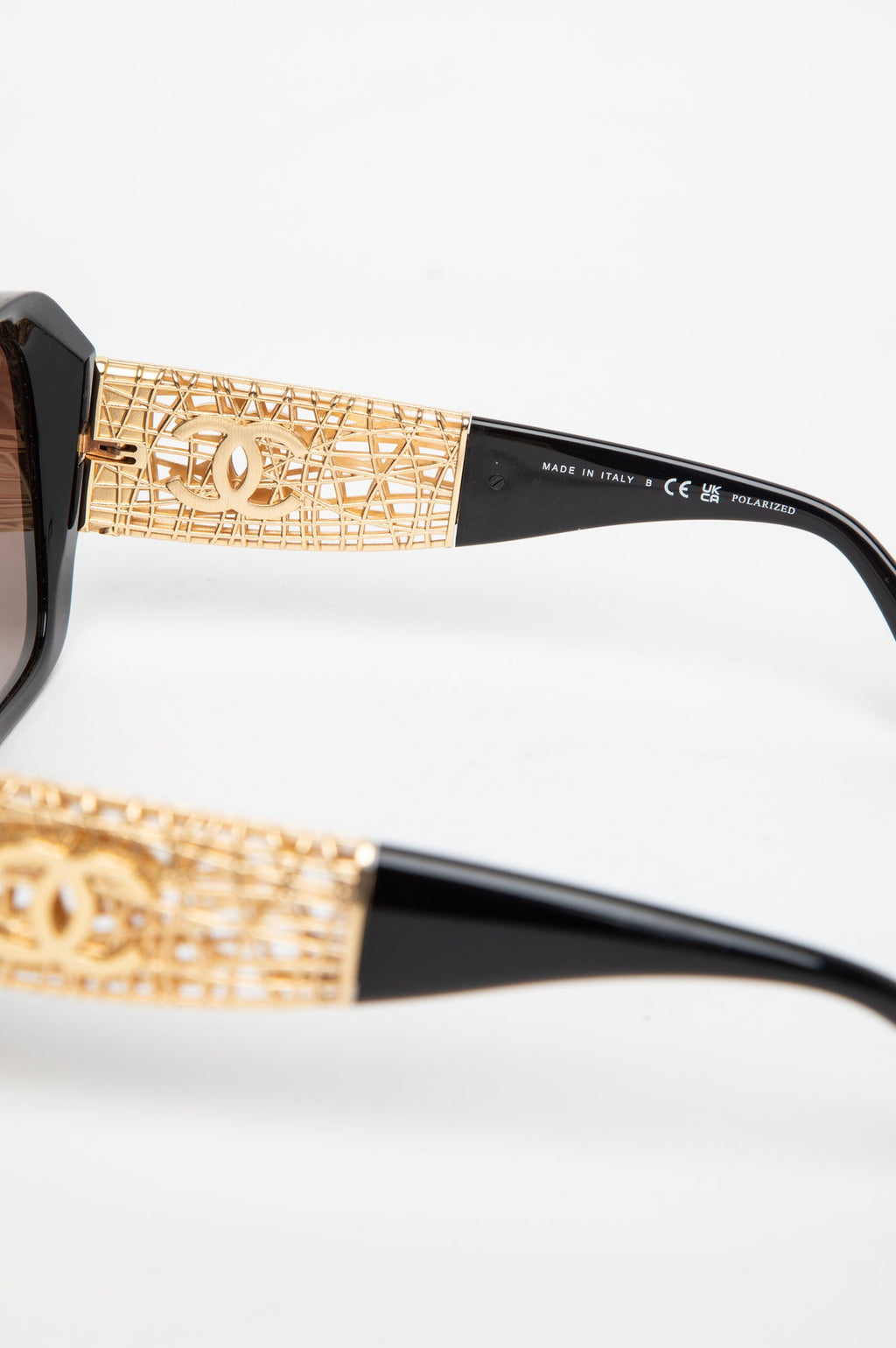 Chanel Polarized Square Gold Metal Sunglasses CH5532