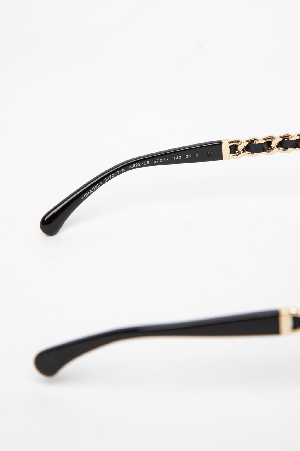 Chanel Black Gold Metal Chain CC Logo Sunglasses