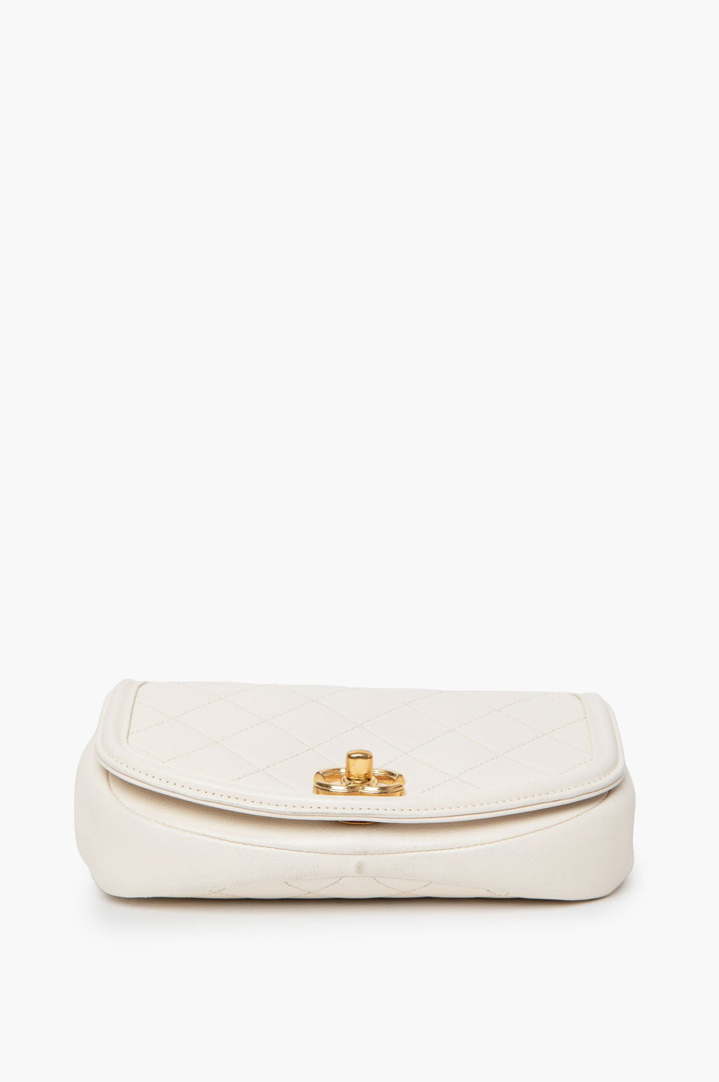 Chanel White Calfskin Underline Saddle Flap Bag