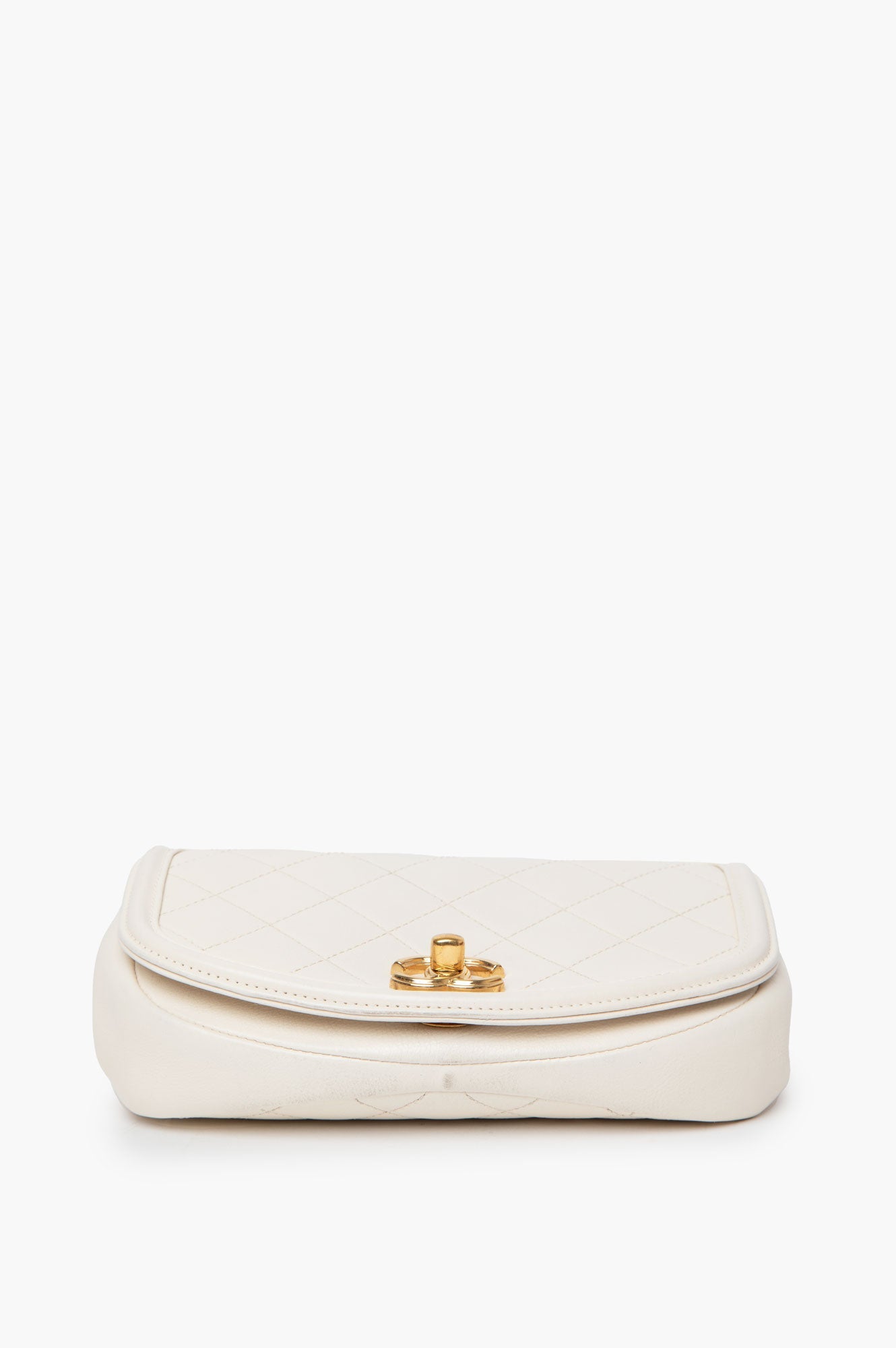 Chanel White Calfskin Underline Saddle Flap Bag