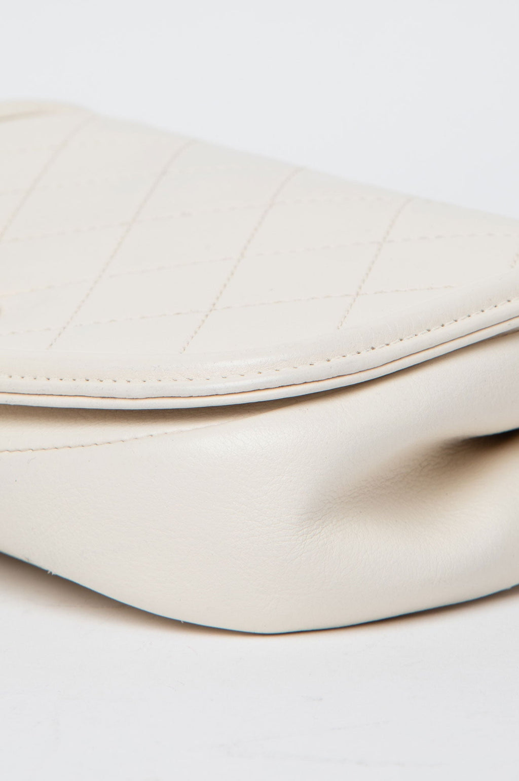 Chanel White Calfskin Underline Saddle Flap Bag